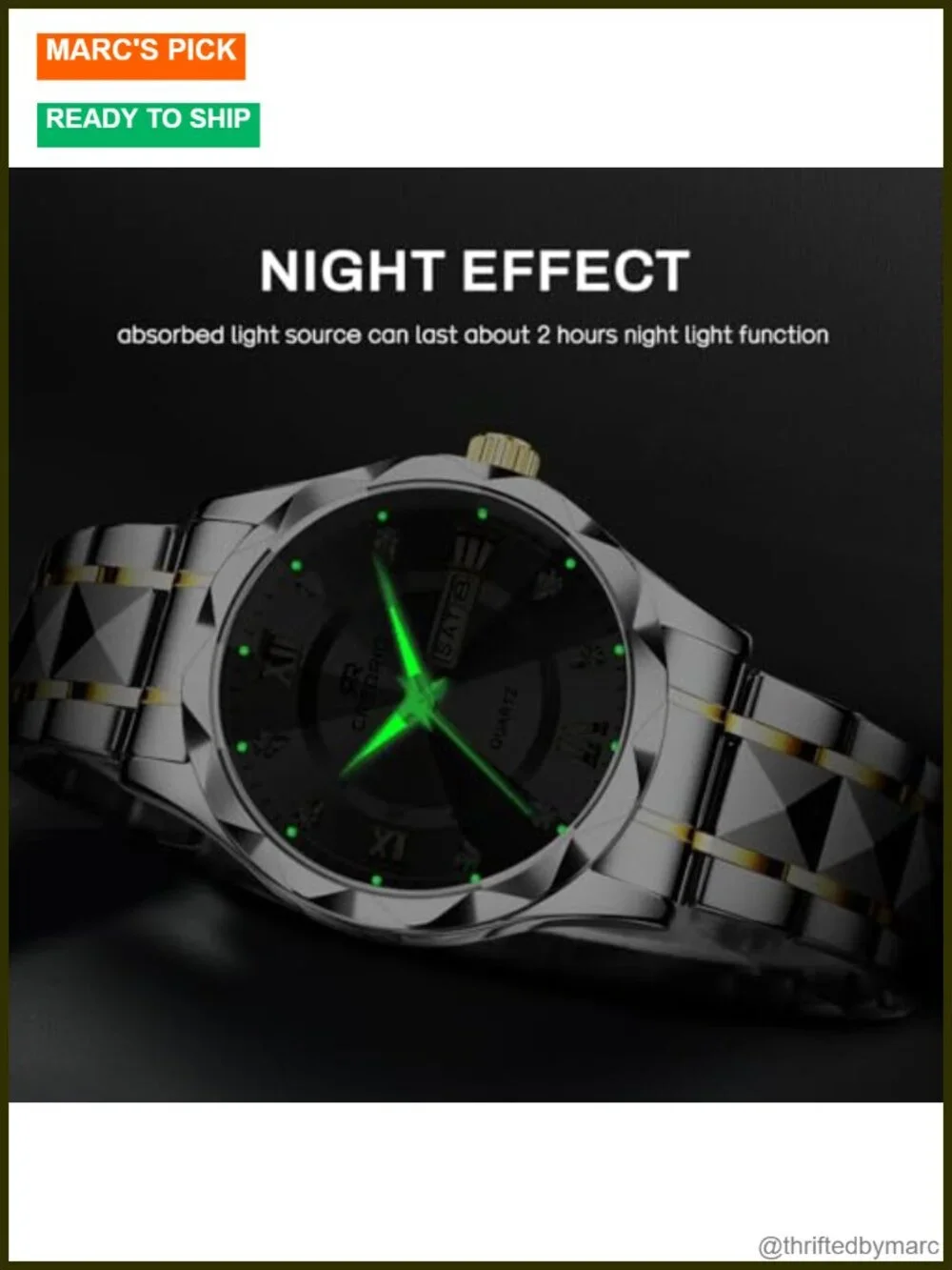 Stainless Steel Waterproof Diamond Dress Analog Quartz Luminous Date Wrist Watch